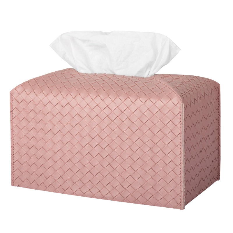 zoocatia Tissue Box Cover Rectangle PU Leather Tissue Holder Facial Tissue Case Paper Organizer Dispenser for Bathroom  Vanity  Countertop  Tabletop  Car  Office  Pink - Image 1